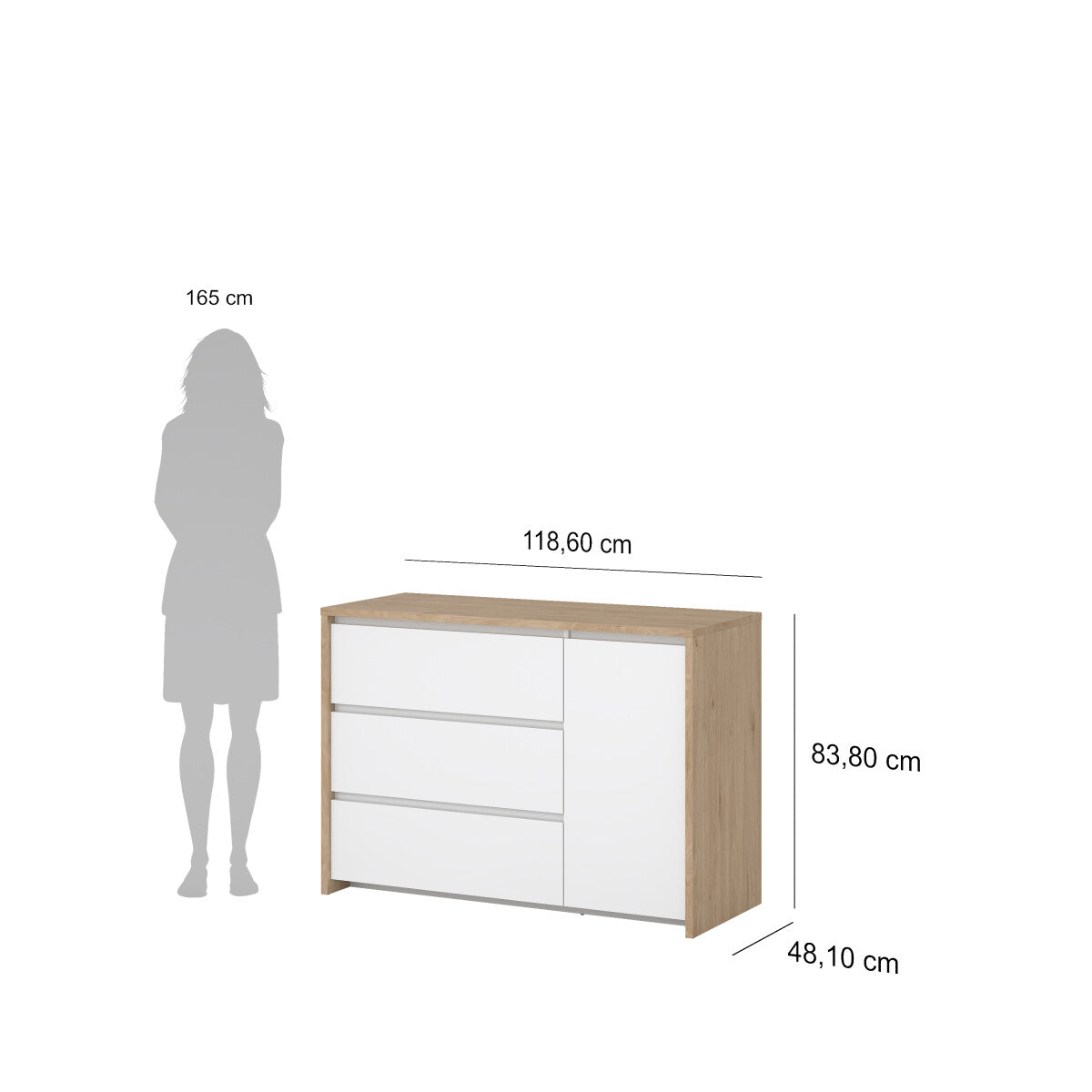 CHAMARTĂŤN SIDEBOARD WITH 1 DOOR AND 3 DRAWERS