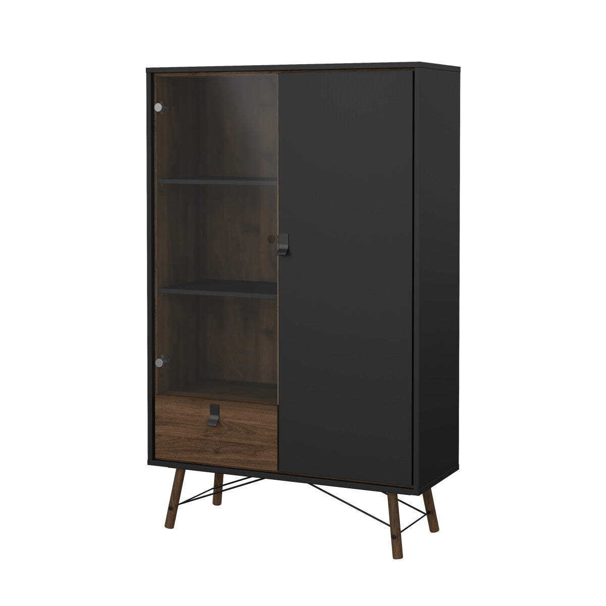 VITRINA ACACIAS CON PUERTA DE CRISTAL Y CAJÓN