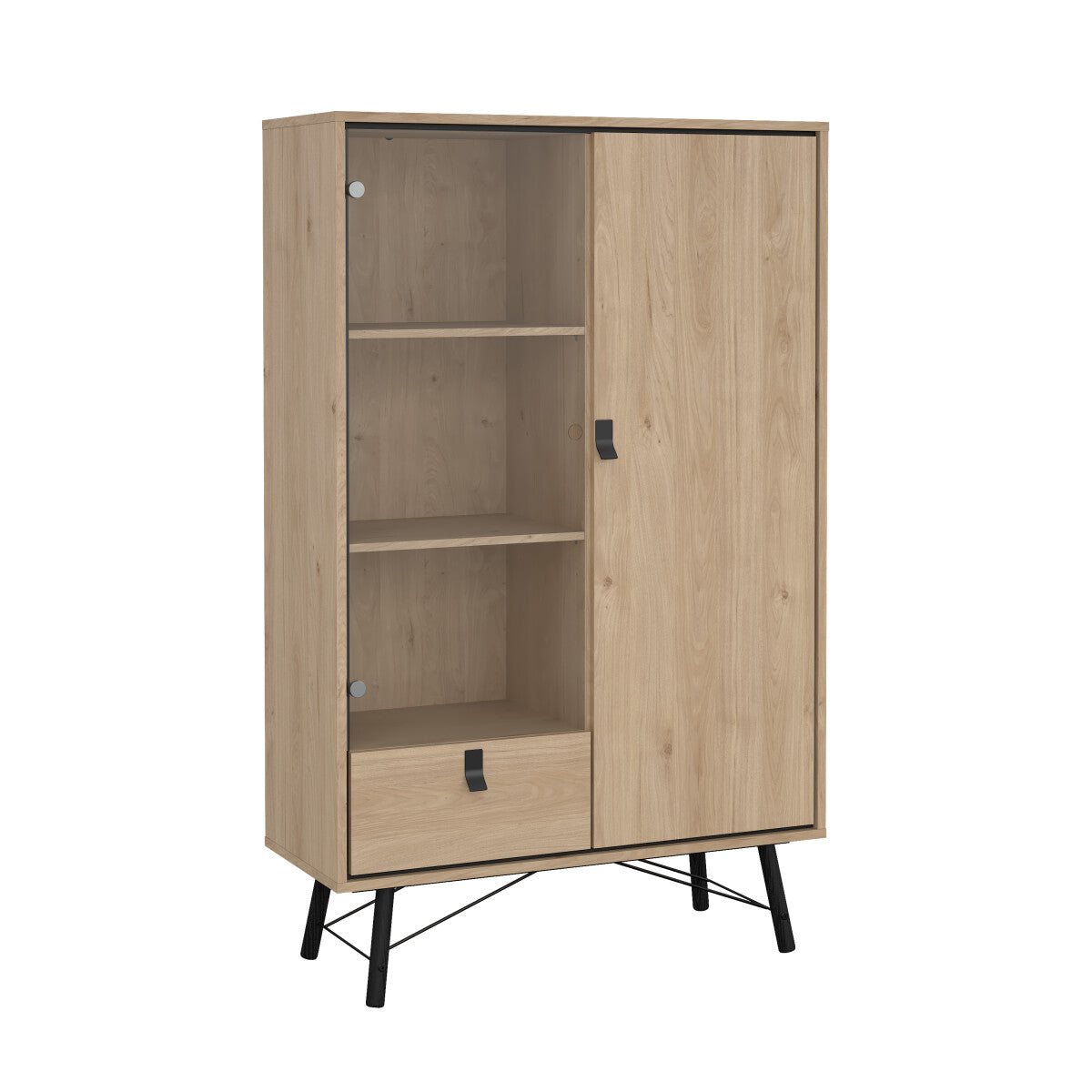 VITRINA CONDE DUQUE CON PUERTA DE CRISTAL Y CAJÓN