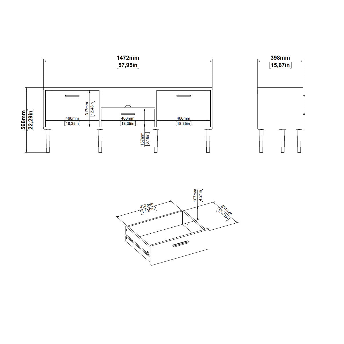 MUEBLE TV ARGÜELLO CON 2 PUERTAS Y CAJÓN