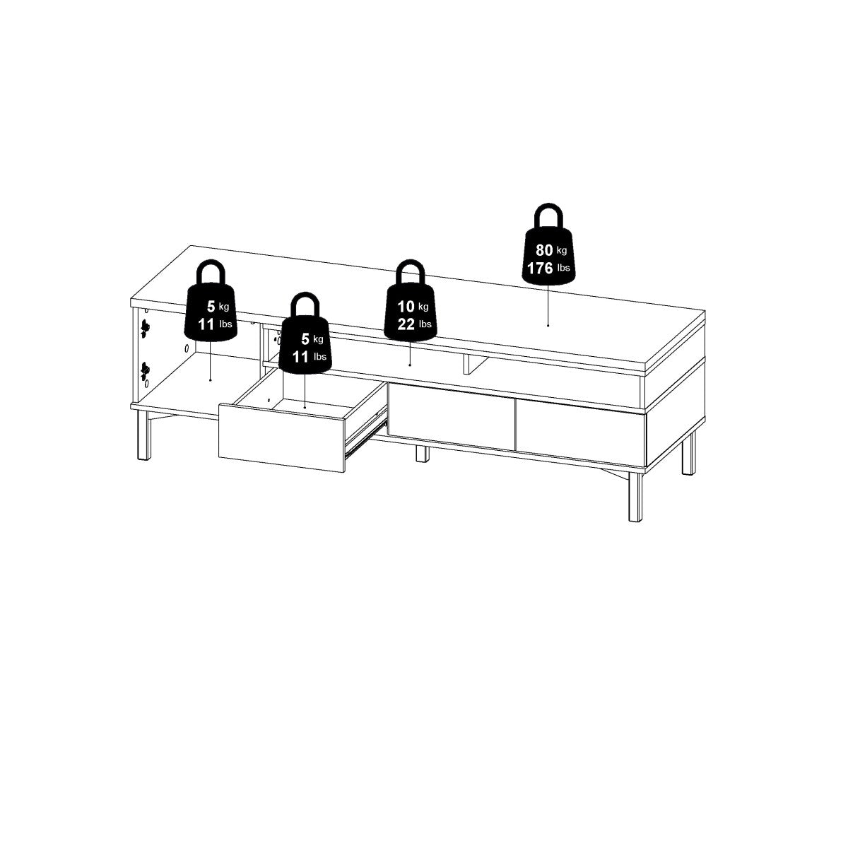 QUEVEDO TV UNIT WITH 1 DOOR AND 3 DRAWERS
