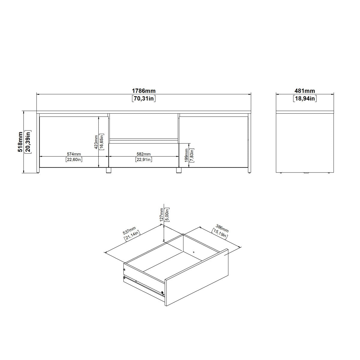 MUEBLE TV VALDEACEDERAS CON 2 PUERTAS Y CAJÓN