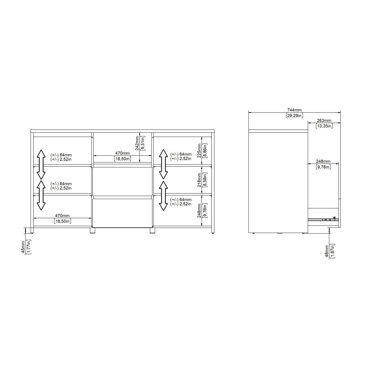 APARADOR ARGÜELLES CON 2 PUERTAS Y 2 CAJONES