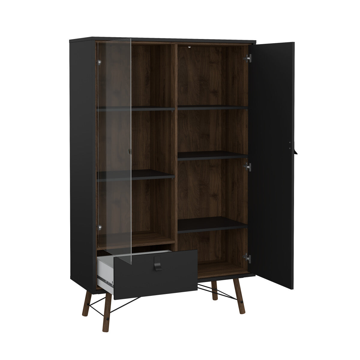 VITRINA ACACIAS CON PUERTA DE CRISTAL Y CAJÓN