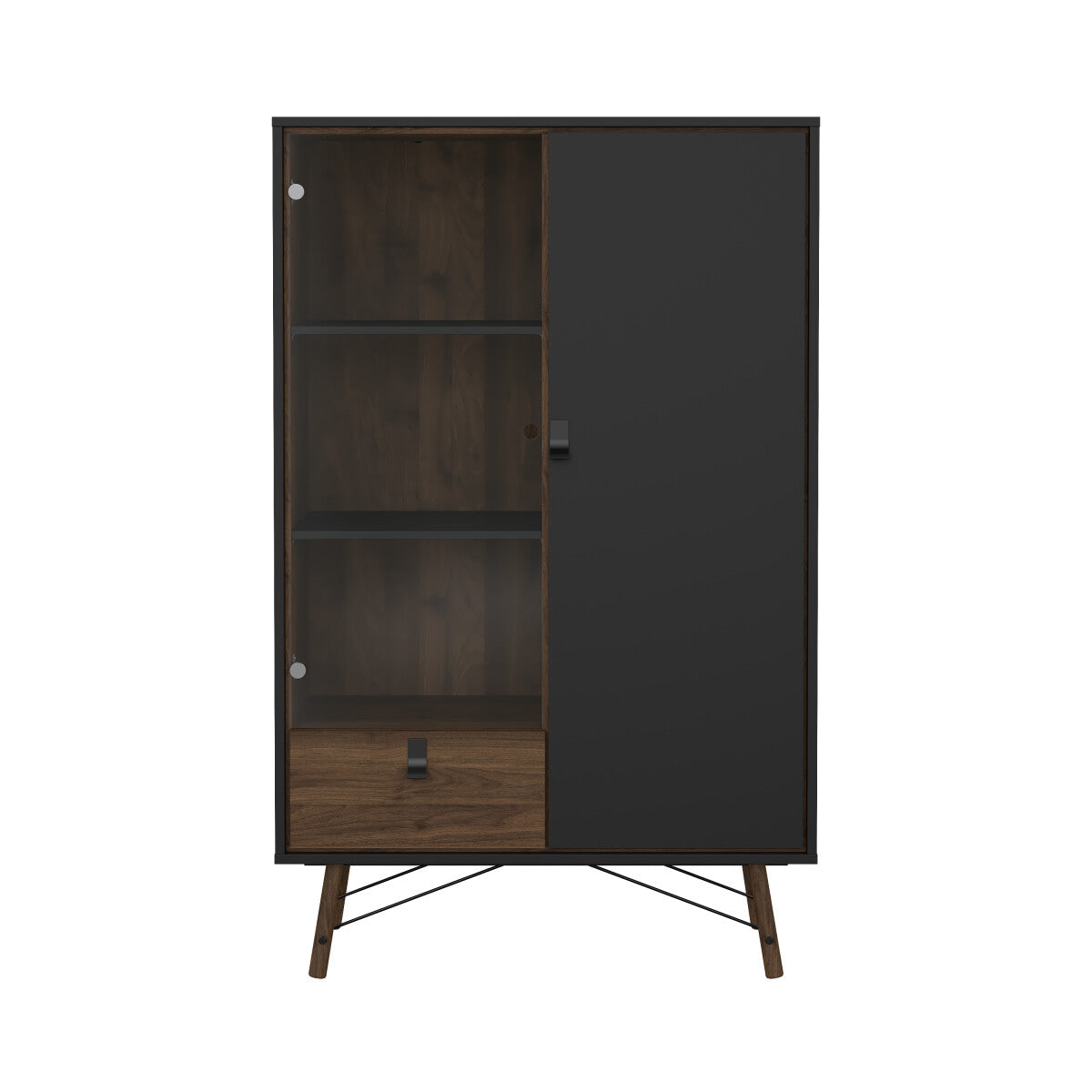 VITRINA ACACIAS CON PUERTA DE CRISTAL Y CAJÓN