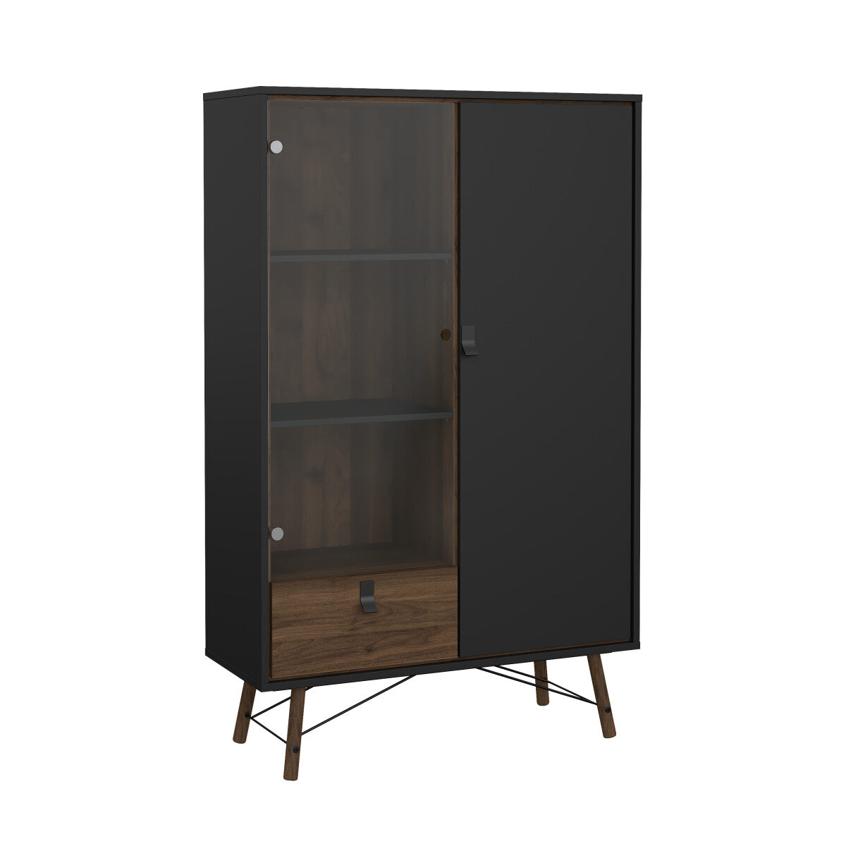 VITRINA ACACIAS CON PUERTA DE CRISTAL Y CAJÓN