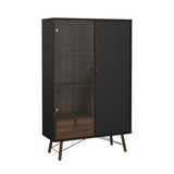 VITRINA ACACIAS CON PUERTA DE CRISTAL Y CAJÓN