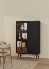 VITRINA ACACIAS CON PUERTA DE CRISTAL Y CAJÓN