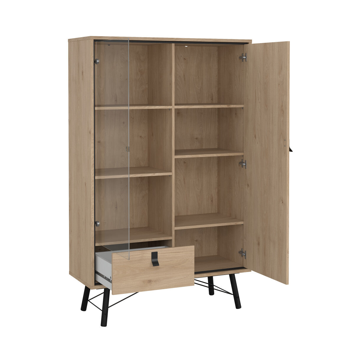 VITRINA CONDE DUQUE CON PUERTA DE CRISTAL Y CAJÓN