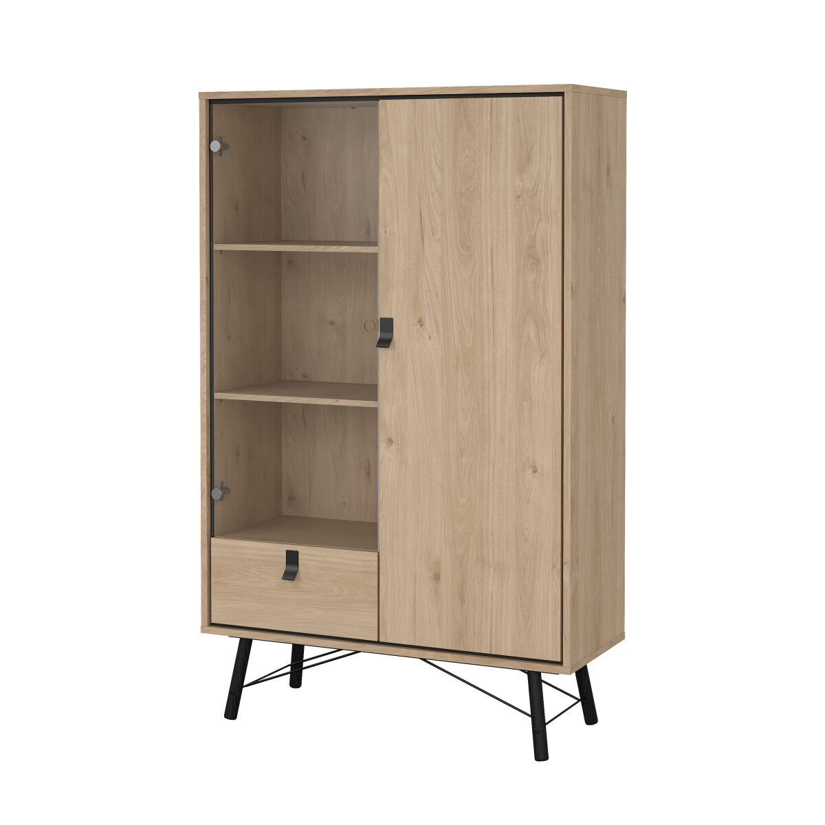 VITRINA CONDE DUQUE CON PUERTA DE CRISTAL Y CAJÓN