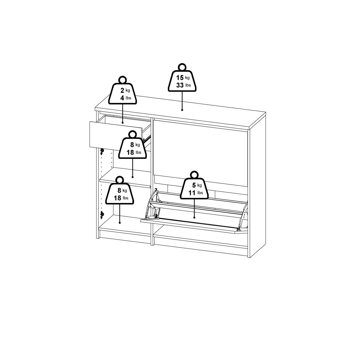 ZAPATERO HELSINKI CON 2 PUERTAS ABATIBLES