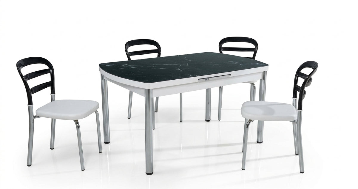 CONJUNTO MESA EXTENSIBLE Y 4 SILLAS NOA