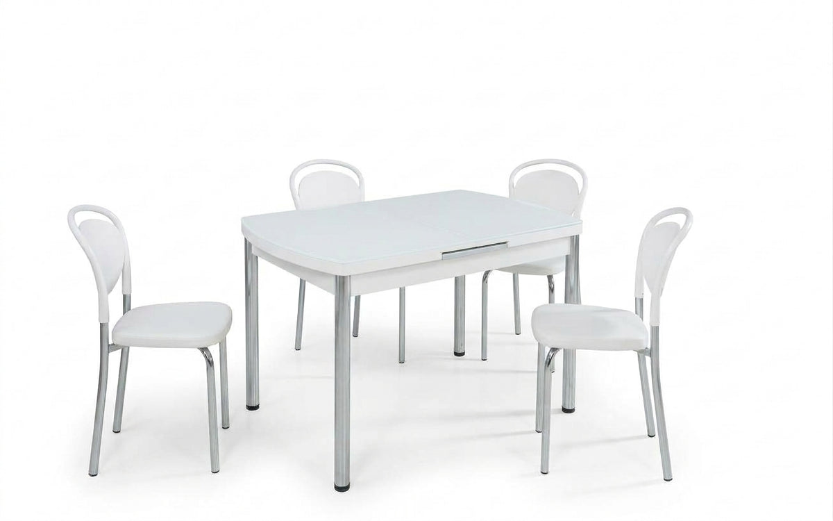 LENA EXTENDABLE TABLE AND 4 CHAIRS SET