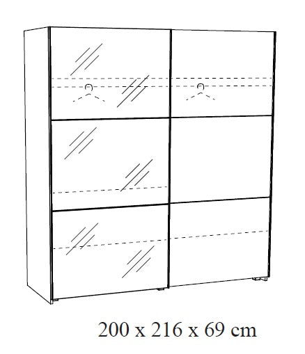 ARMARIO LIUBLIANA 2 PUERTAS CORREDERAS CON ESPEJO